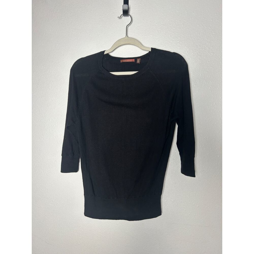 Women's 525 AMERICA Black 3/4 Sleeve Sweater Small Cotton Blend Summer Weight